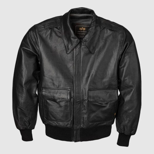 Alpha Black Goatskin Modern A-2 Leather Jacket