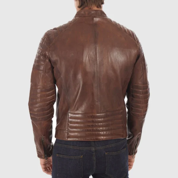 Amazing Brown Biker Leather Jacket For Men - Image 2