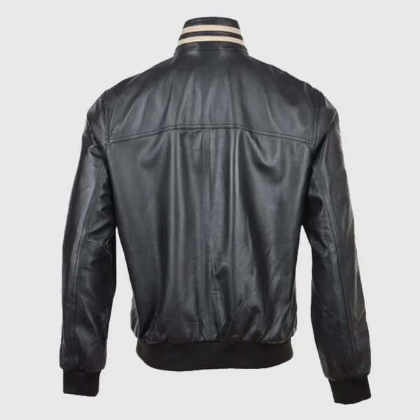 Ashwood Striped Collar Leather Bomber Jacket - Image 2