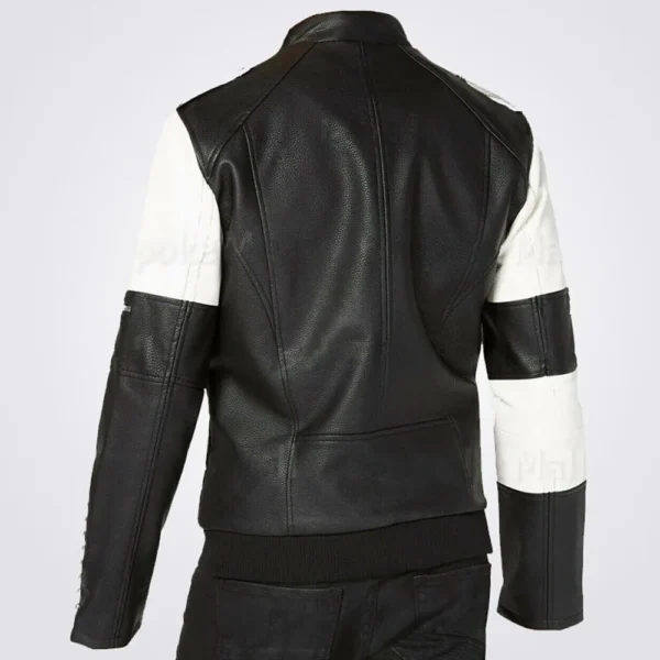 biker jacket, black jacket, black white jacket, silver studded jacket, studded jacket - Image 2