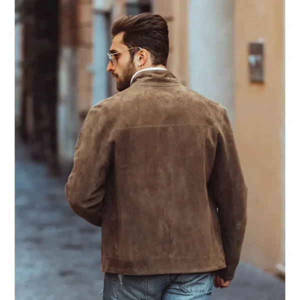 Brown Suede Leather Jacket for Men - Image 2