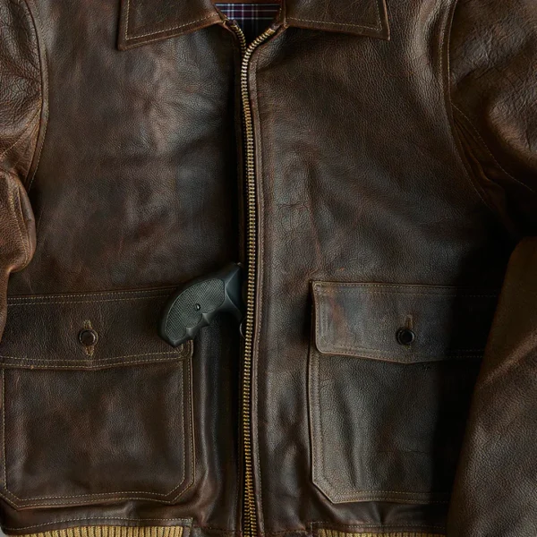 Mens Brown RAF Aviator Cowhide Leather Biker Jacket - Image 2