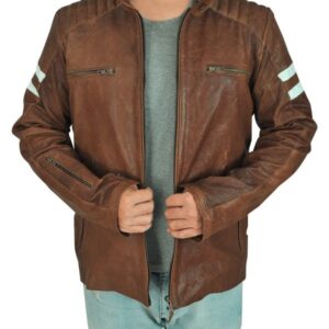 Classic Brown Leather Biker Jacket