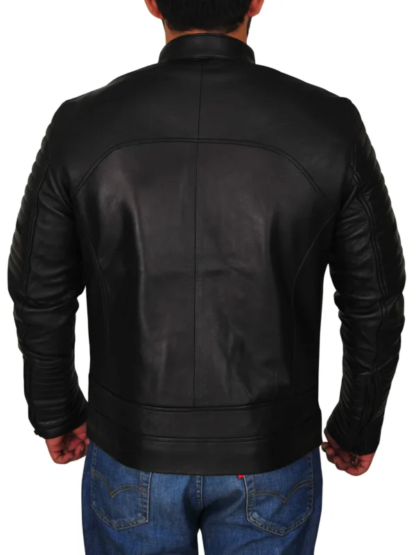 Dapper Black Leather Jacket For Men - Image 2