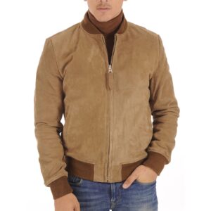 Dark Beige Goatskin Suede Leather Jacket