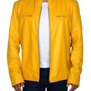 Fire Yellow Stylish Leather Jacket