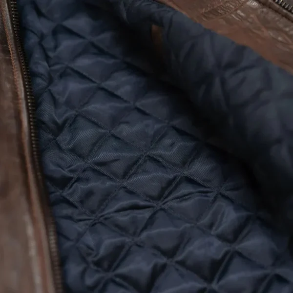 Handmade Best Looking Men's Vintage Lambskin A2 Brown Leather Shearling Bomber Jacket FoR Sale - Image 3