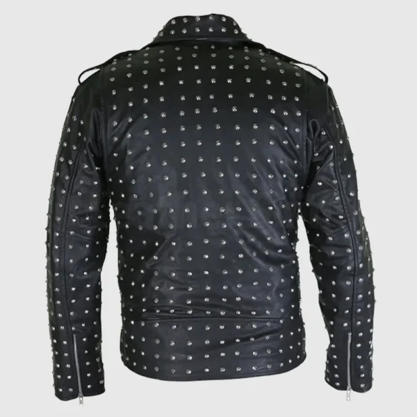 Marlon Black Brando Men Studded Leather Jacket - Image 2