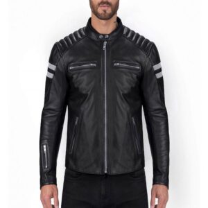 Men Black Jacket With White Strips