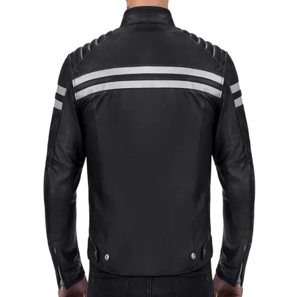 Men Black Jacket With White Strips - Image 2