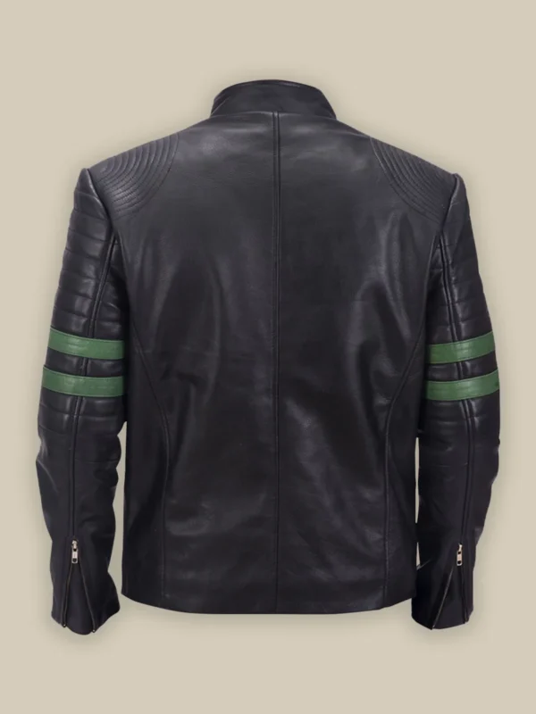 Men Black Trooper Leather Jacket - Image 2