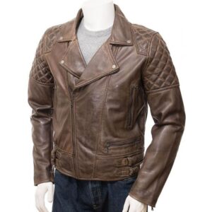 Men Brown Biker Leather Jacket