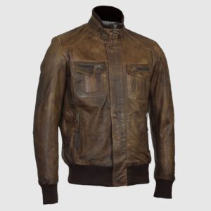 Men Brown Bomber Aviator Biker Jacket