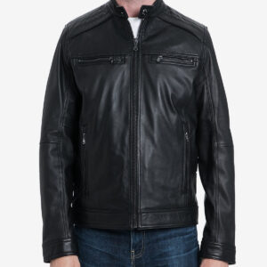 Men Ink Black Biker Leather Jacket