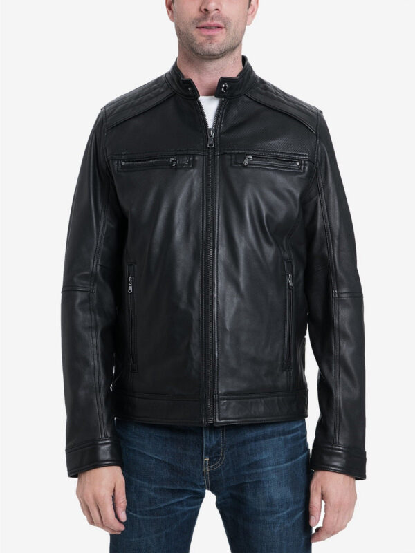 Men Ink Black Biker Leather Jacket