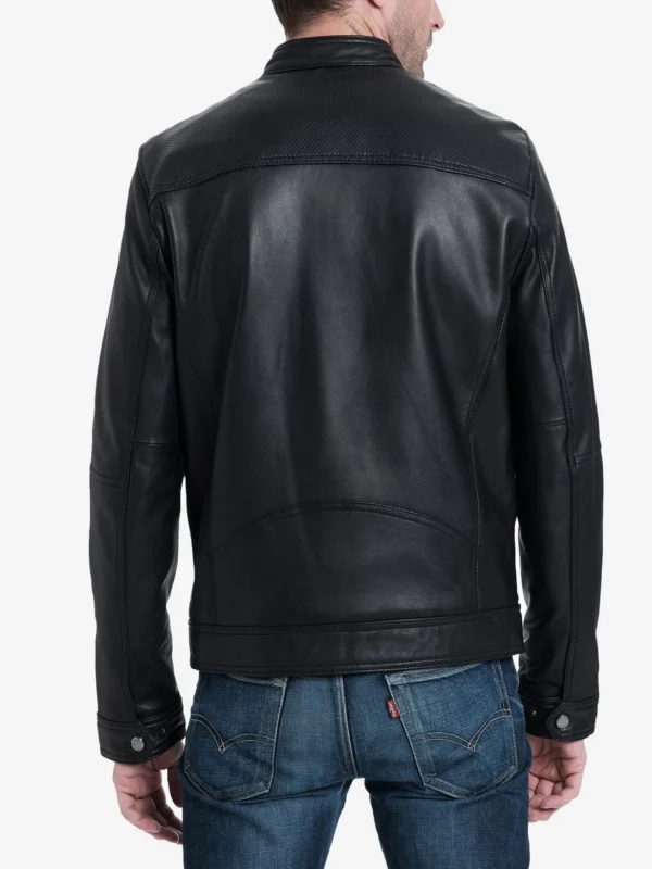 Men Ink Black Biker Leather Jacket - Image 2