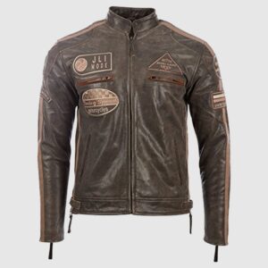 Men’s Desert Tan Racing Biker Style Leather Jacket