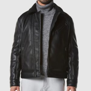 Men’s Maxton Moto Leather Jacket with Faux-Shearling Collar