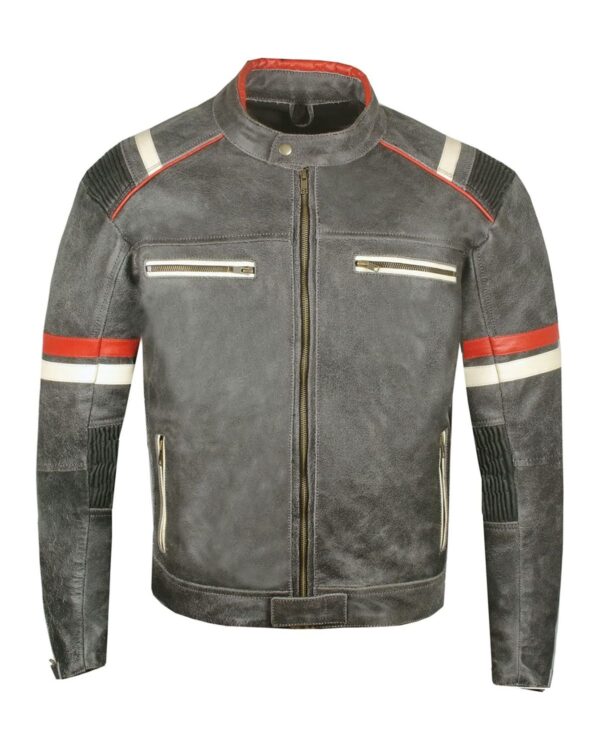 Men’s Vintage Cafe Racer Distressed Black Biker Leather Jacket