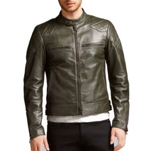 Men Vintage Waxed Biker Fashion Leather Jacket