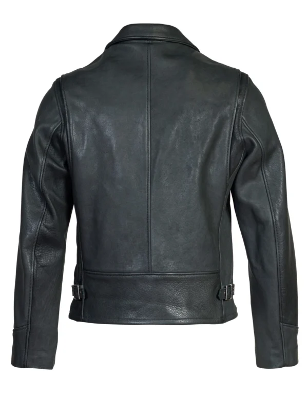 Men’s Black Real Leather Rider Jacket - Image 2