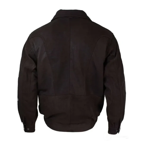 Mens Classic Bomber Black Nubuck Washed Brown Real Leather Jacket-Brown - Image 2