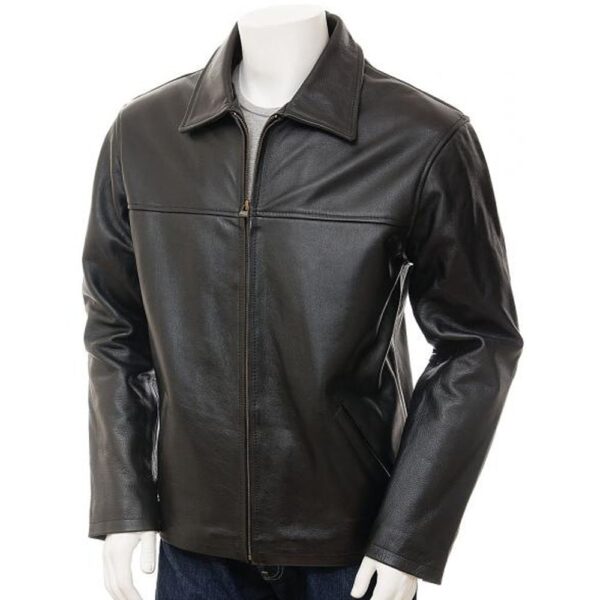 Mens Cow Leather Harrington Jacket