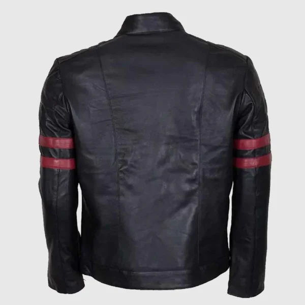 Mens Red Stirpe Mayhem Retro Black Leather Jacket Motorcycle Jacket - Image 2