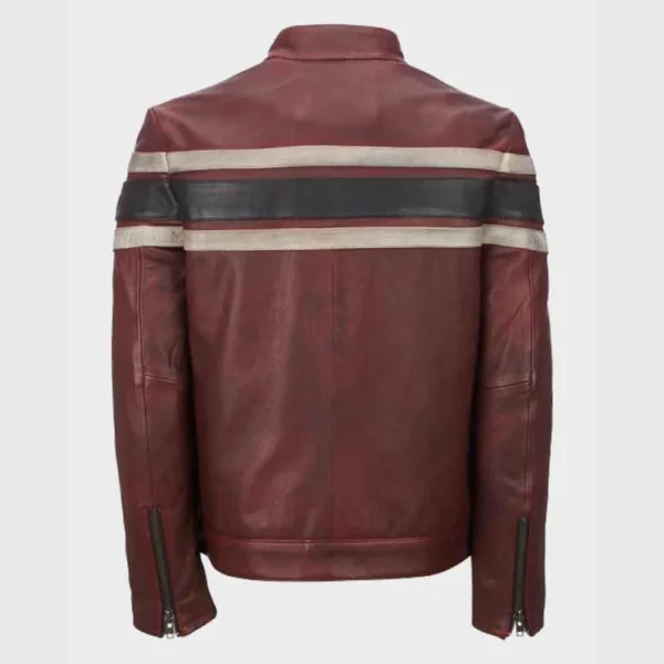 Mens Retro Red Waxed Vintage Leather Jacket - Image 2