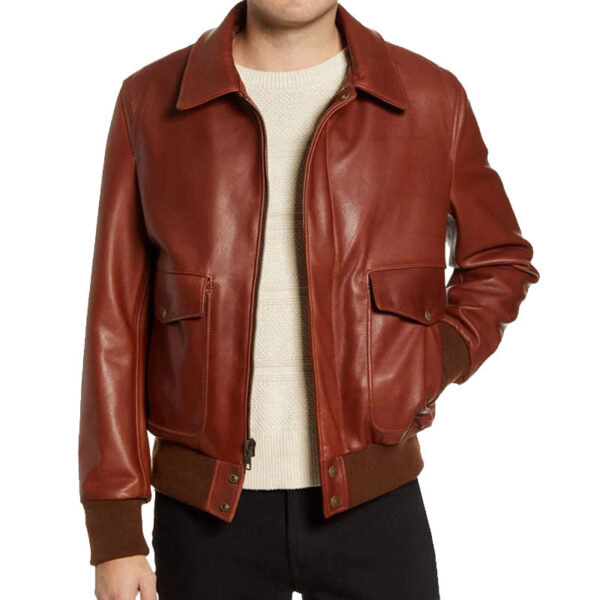 Pebble Texture Leather Bomber Jacket for Men - Stylish & Durable Outerwear