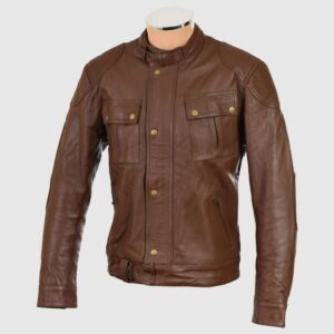 Roadmaster Pure Brown Leather Biker Jacket