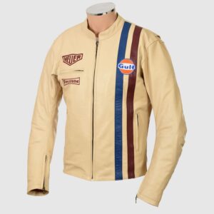 Steve Mcqueen Cream Le-Man Armoured Biker Jacket