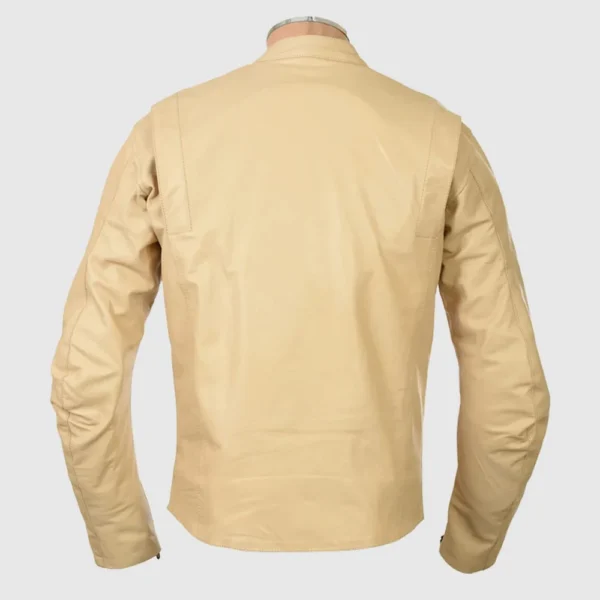 Steve Mcqueen Cream Le-Man Armoured Biker Jacket - Image 2