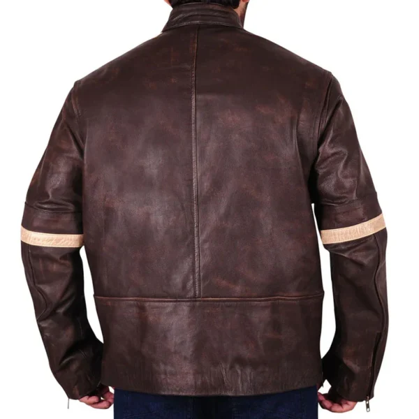 Stylish Brown Distressed Leather Jacket - Vintage Look with Modern Appeal - Image 2