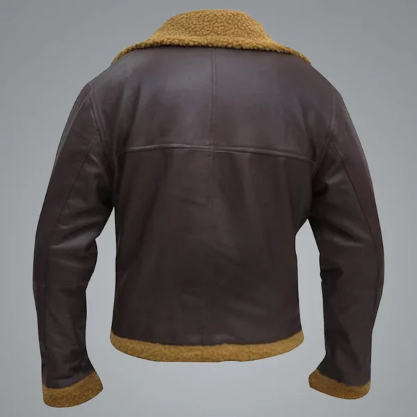 B3 Men Flying Aviator Winter Sheepskin Shearling Bomber Leather Jacket - Image 3