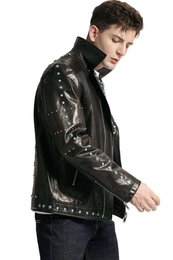 Black Vegetable Tanned Goatskin Sapphire Moto Jacket - Image 4