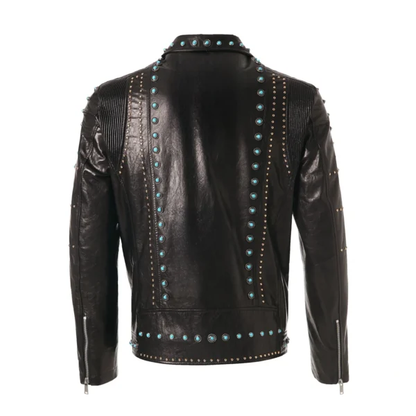 Black Vegetable Tanned Goatskin Sapphire Moto Jacket - Image 5