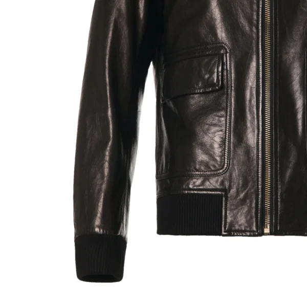 Buy Best Black Patched Goatskin Casual Moto Biker Jacket - Image 5