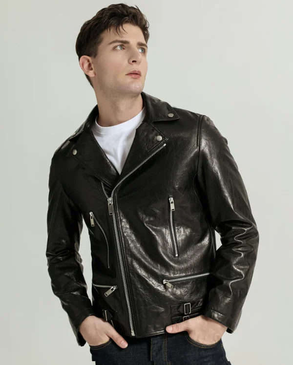 Buy Best Black Vegetable Tanned Goatskin Moto Jacket