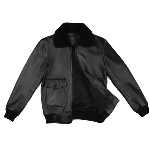 Buy Best Style Mens Black G-1 Flight Leather Bomber Jacket For Sale - Image 4