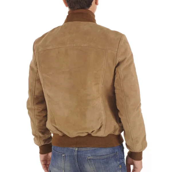 Dark Beige Goatskin Suede Leather Jacket - Image 2