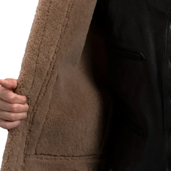 Heritage Brown Sheepskin Real Shearling Aviator Jacket - Image 2