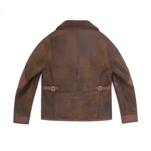 Lambskin Shearling Rancher Biker Jacket Brown - Image 2