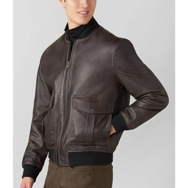 Lucas Genuine Leather Bomber Jacket - Image 2