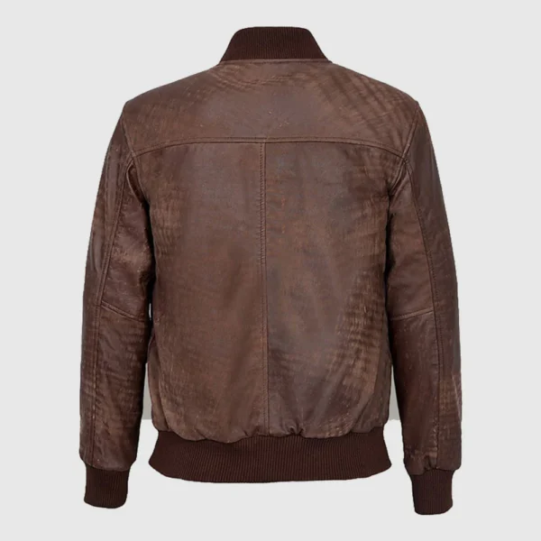 Men Vintage Brown Bomber Jacket - Image 2