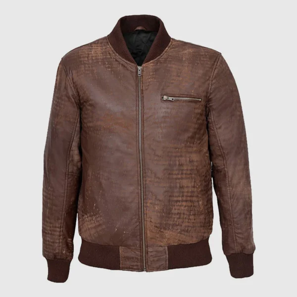 Men Vintage Brown Bomber Jacket