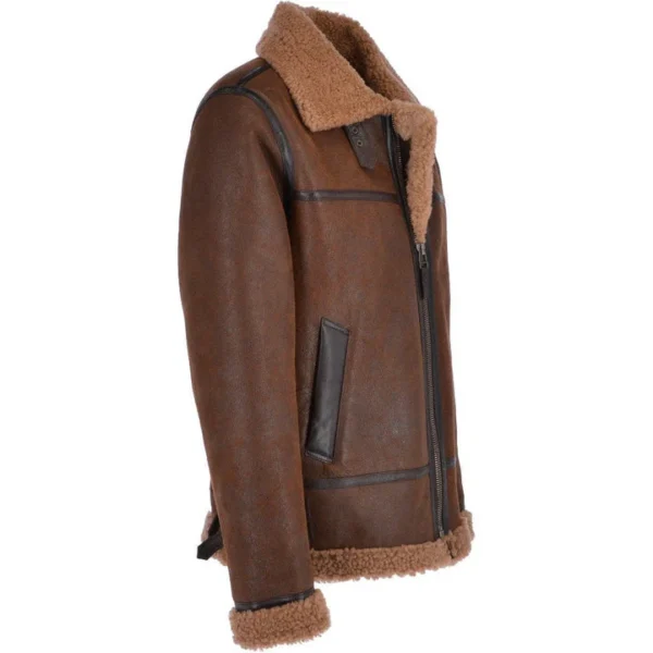 Men's B3 Aviator Sheepskin Shearling Bomber Leather Jacket - Image 4