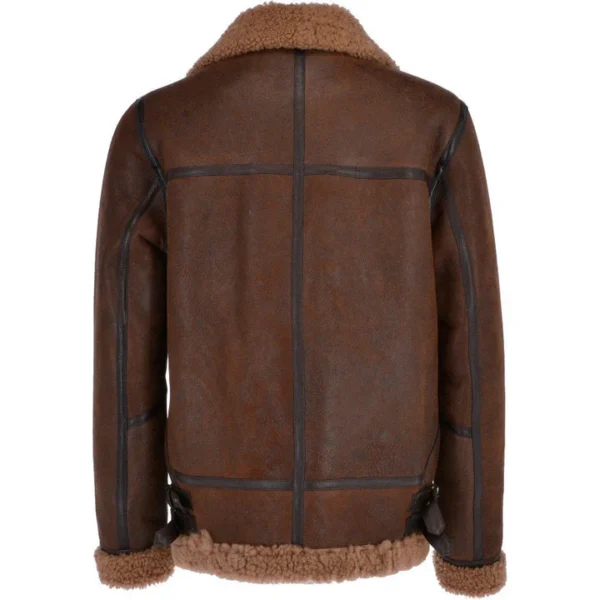 Men's B3 Aviator Sheepskin Shearling Bomber Leather Jacket - Image 3