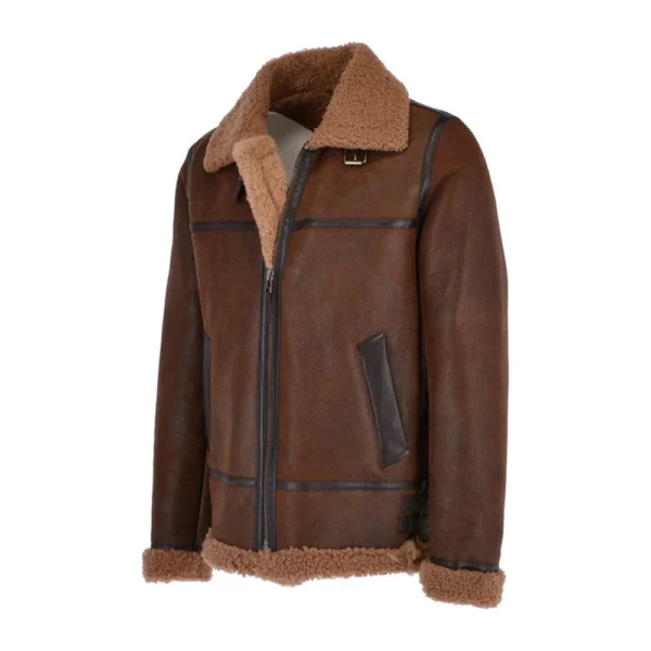 Men's B3 Aviator Sheepskin Shearling Bomber Leather Jacket - Image 2