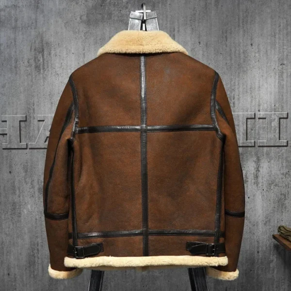 Men's B3 Shearling Dark Brown Leather Jacket - Image 2